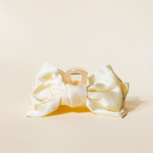 Load image into Gallery viewer, Cream Satin Bow Claw Clip