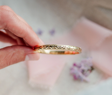 Load image into Gallery viewer, 14K Gold-Plated Etched Baby Bangle