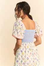 Load image into Gallery viewer, Floral Bouquet Puff Sleeve Tiered Dress