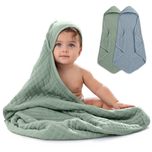 Load image into Gallery viewer, 2PK 6 Layer Hooded Baby Towels