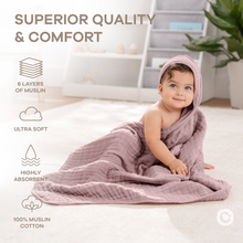 Load image into Gallery viewer, 6 Layer Hooded Baby Towels