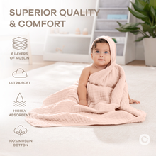 Load image into Gallery viewer, 2PK 6 Layer Hooded Baby Towels