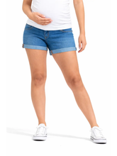 Load image into Gallery viewer, Maternity Roll Cuff Jean Shorts