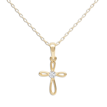Load image into Gallery viewer, 14K Gold-Plated Kids Cross Necklace