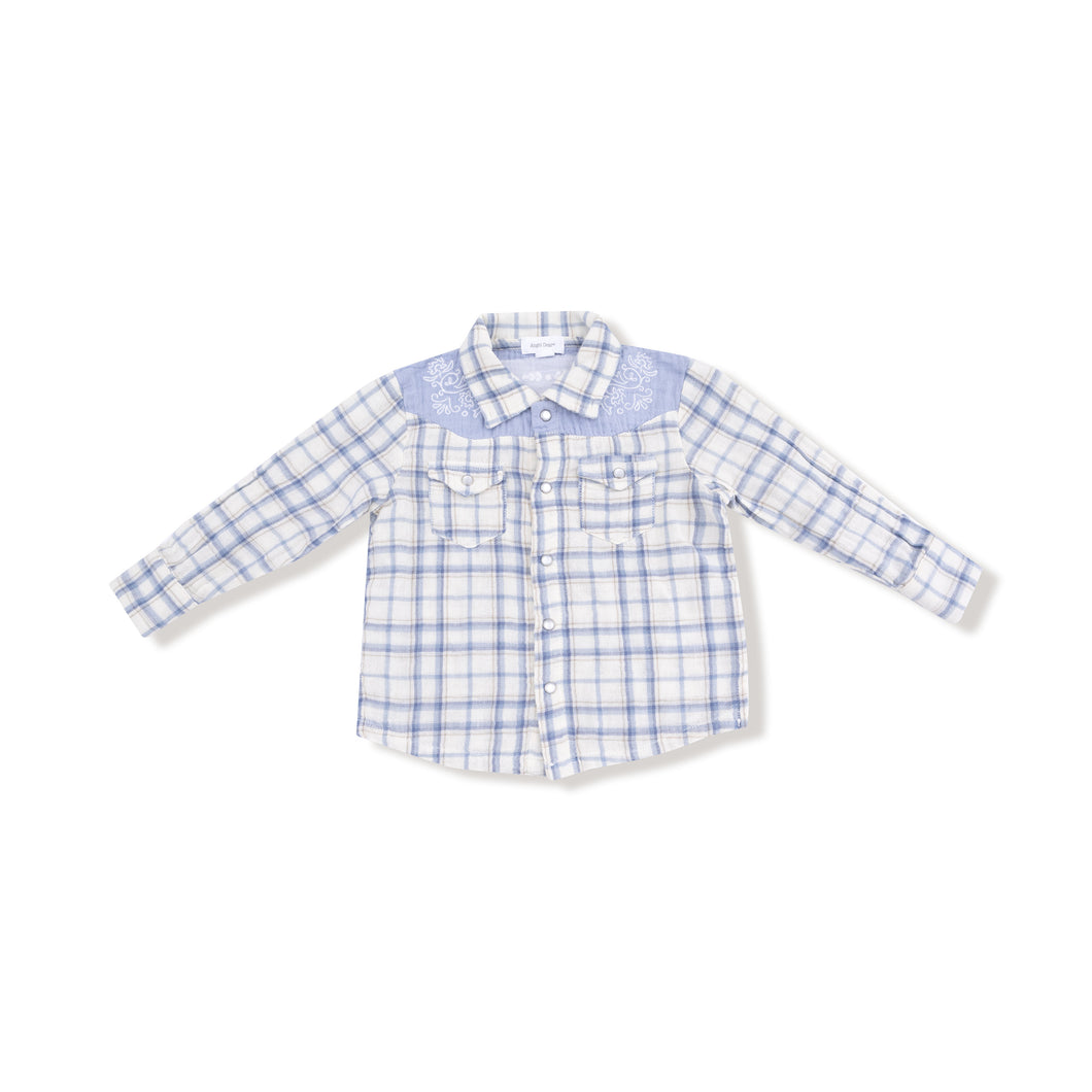 Blue Plaid Snap Shirt