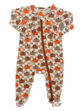 Load image into Gallery viewer, Pumpkin Checkerboard Footie Sleeper
