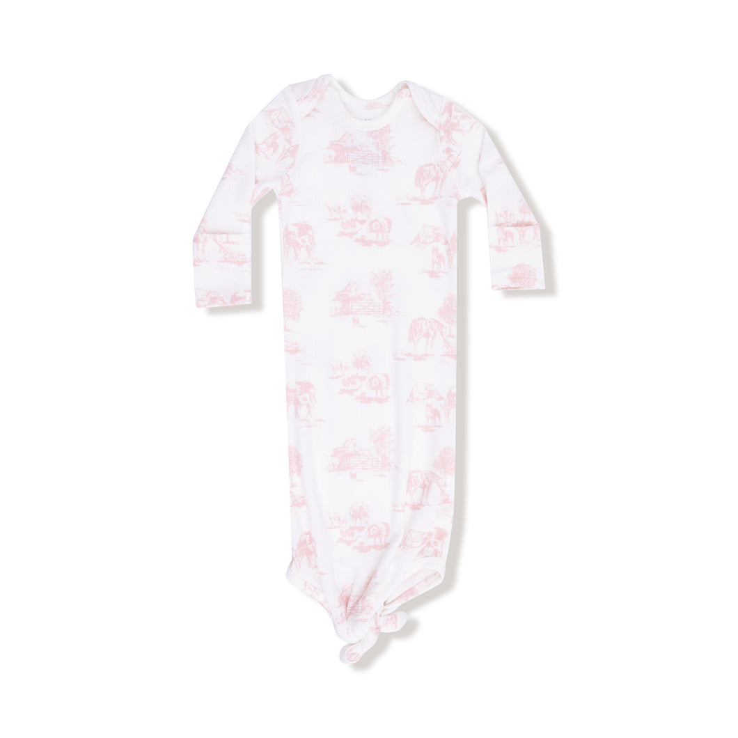 Pink Farm Toile Knotted Gown