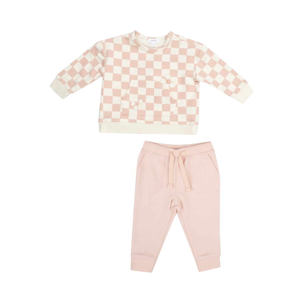 Checkerboard Pink Sweatshirt & Pant