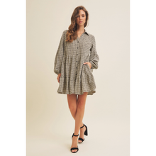 Load image into Gallery viewer, Textured Plaid Tiered Dress
