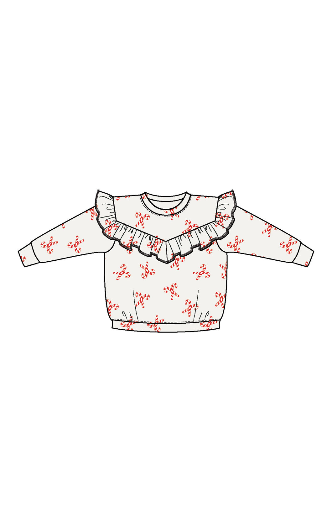Candy Canes Ruffle Top
