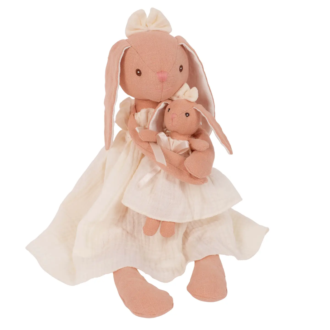 Mom & Baby Bunny Linen Dolls