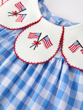 Load image into Gallery viewer, 4th of July Plaid Petal Collar Dress
