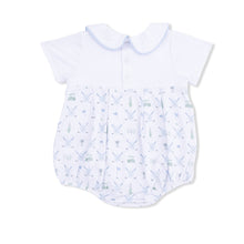 Load image into Gallery viewer, Golf Trellis Blue Romper
