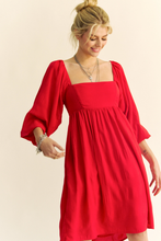 Load image into Gallery viewer, Lover Red Puff Sleeve Dress
