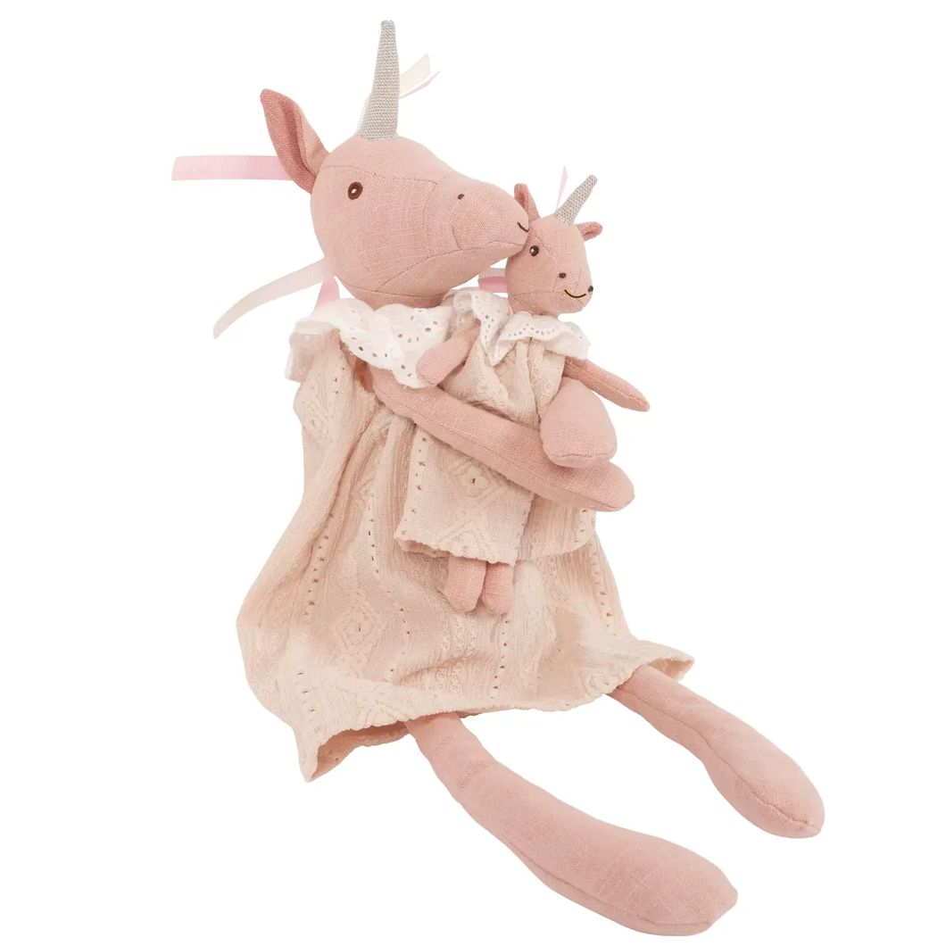 Mom & Baby Unicorn Linen Dolls