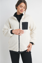 Load image into Gallery viewer, Teddy Fleece Zip-Up Maternity Jacket
