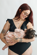 Load image into Gallery viewer, Ruffle Neck Breastfeeding Swimsuit
