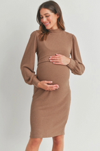 Load image into Gallery viewer, Mock Neck Ribbed Maternity Nursing Dress
