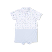 Load image into Gallery viewer, Golf Trellis Blue Romper
