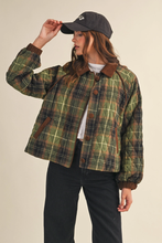Load image into Gallery viewer, Plaid Quilted Jacket with Corduroy
