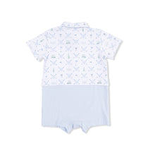 Load image into Gallery viewer, Golf Trellis Blue Romper
