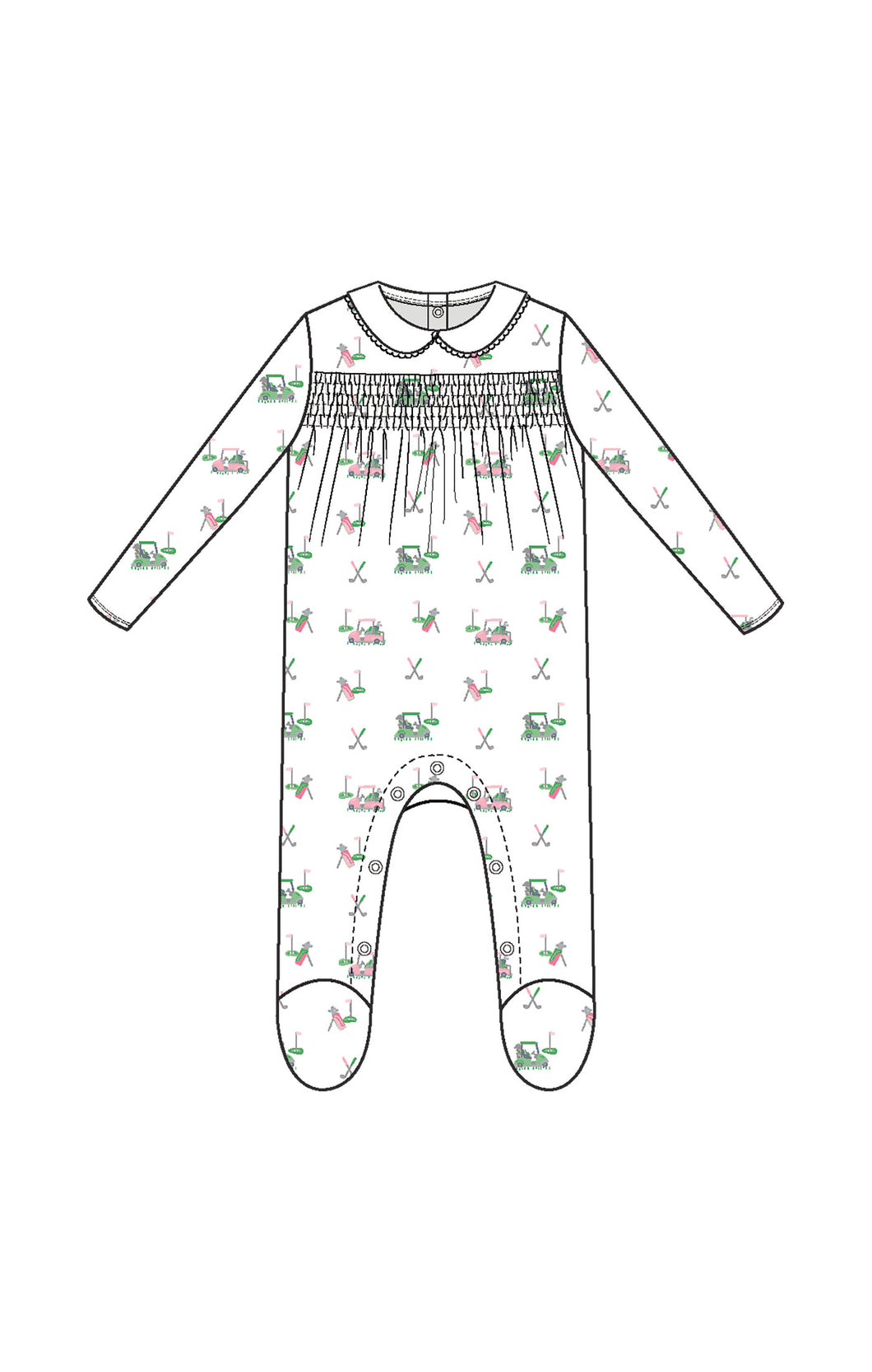 Pink Baby Golf Carts Footie Sleeper