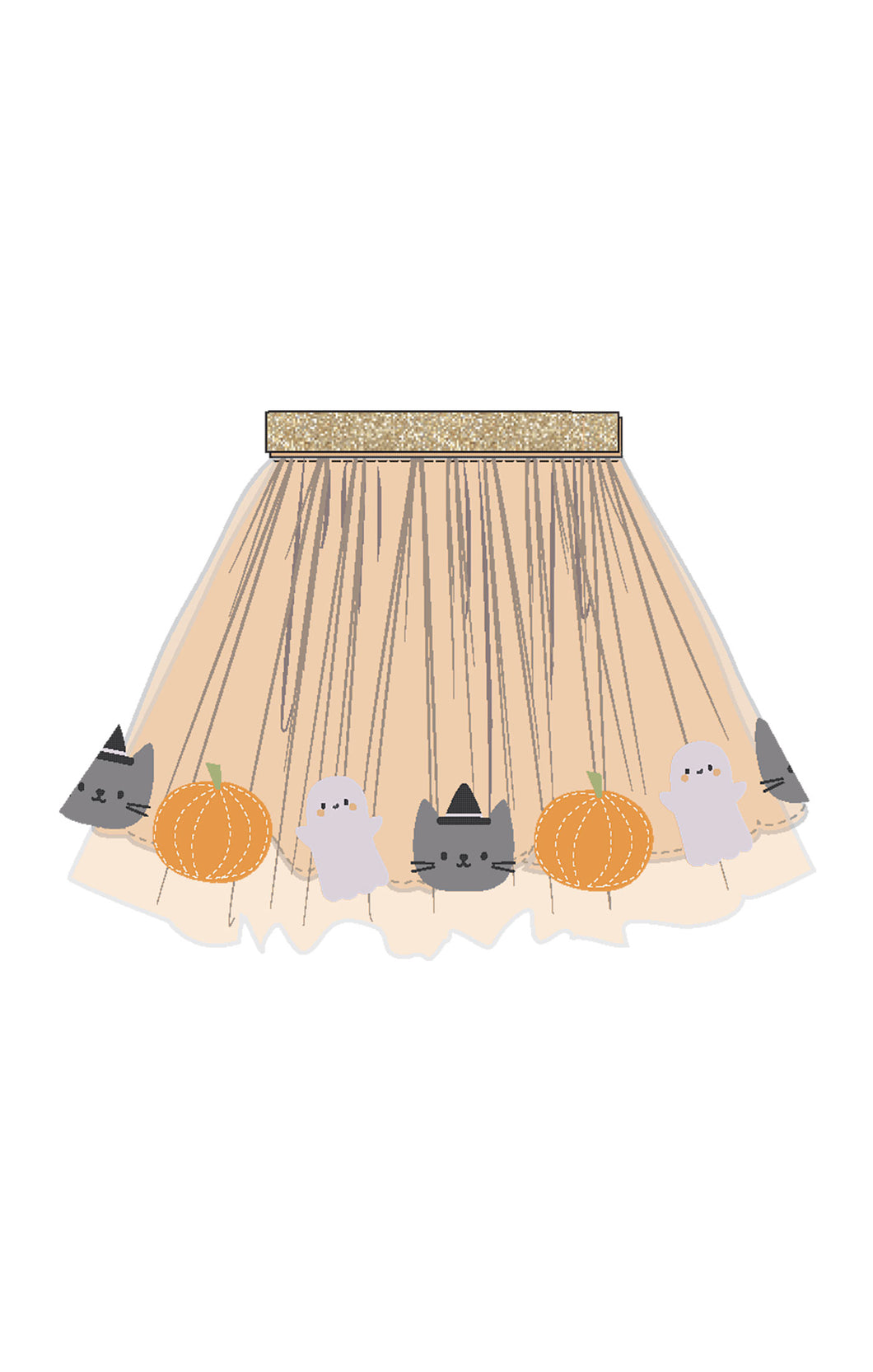 Orange Cat & Ghost Tutu Skirt