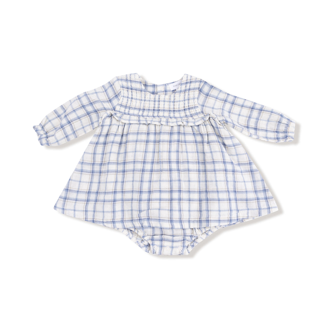 Blue Plaid Ruffle Bubble