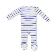 Load image into Gallery viewer, Blue Vintage Stripe Footie Sleeper
