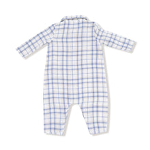 Load image into Gallery viewer, Blue Plaid Polo Romper
