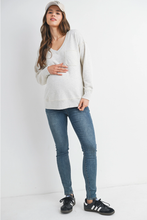 Load image into Gallery viewer, Terry V-Neck Maternity Pullover Top
