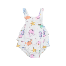 Load image into Gallery viewer, Cutie Sea Creatures Ruffle Sunsuit
