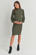 Load image into Gallery viewer, Mock Neck Ribbed Maternity Nursing Dress
