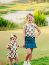 Load image into Gallery viewer, Checkered Horse Onesie Dress
