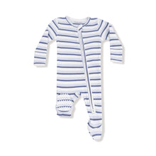 Load image into Gallery viewer, Blue Vintage Stripe Footie Sleeper
