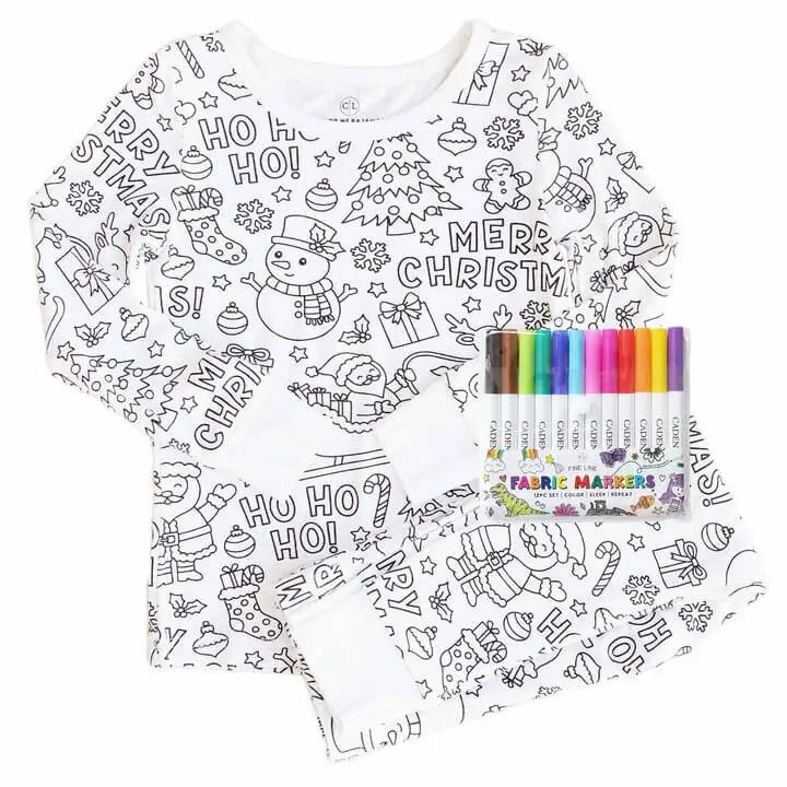 Colorable Christmas PJ Set