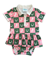 Load image into Gallery viewer, Checkered Horse Onesie Dress
