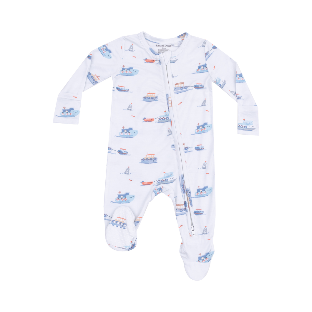 Bubbly Tugboats Footie Sleeper