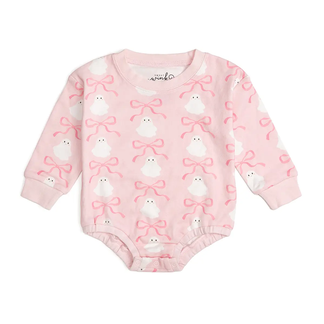 Pink Ghost Halloween Romper