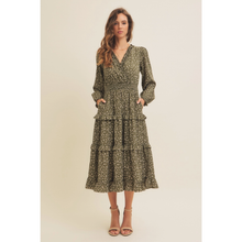 Load image into Gallery viewer, Ditsy Olive Floral Midi Dress
