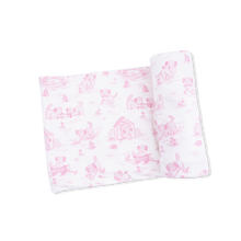 Load image into Gallery viewer, Puppy Toile Pink Swaddle

