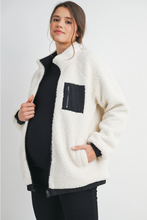 Load image into Gallery viewer, Teddy Fleece Zip-Up Maternity Jacket
