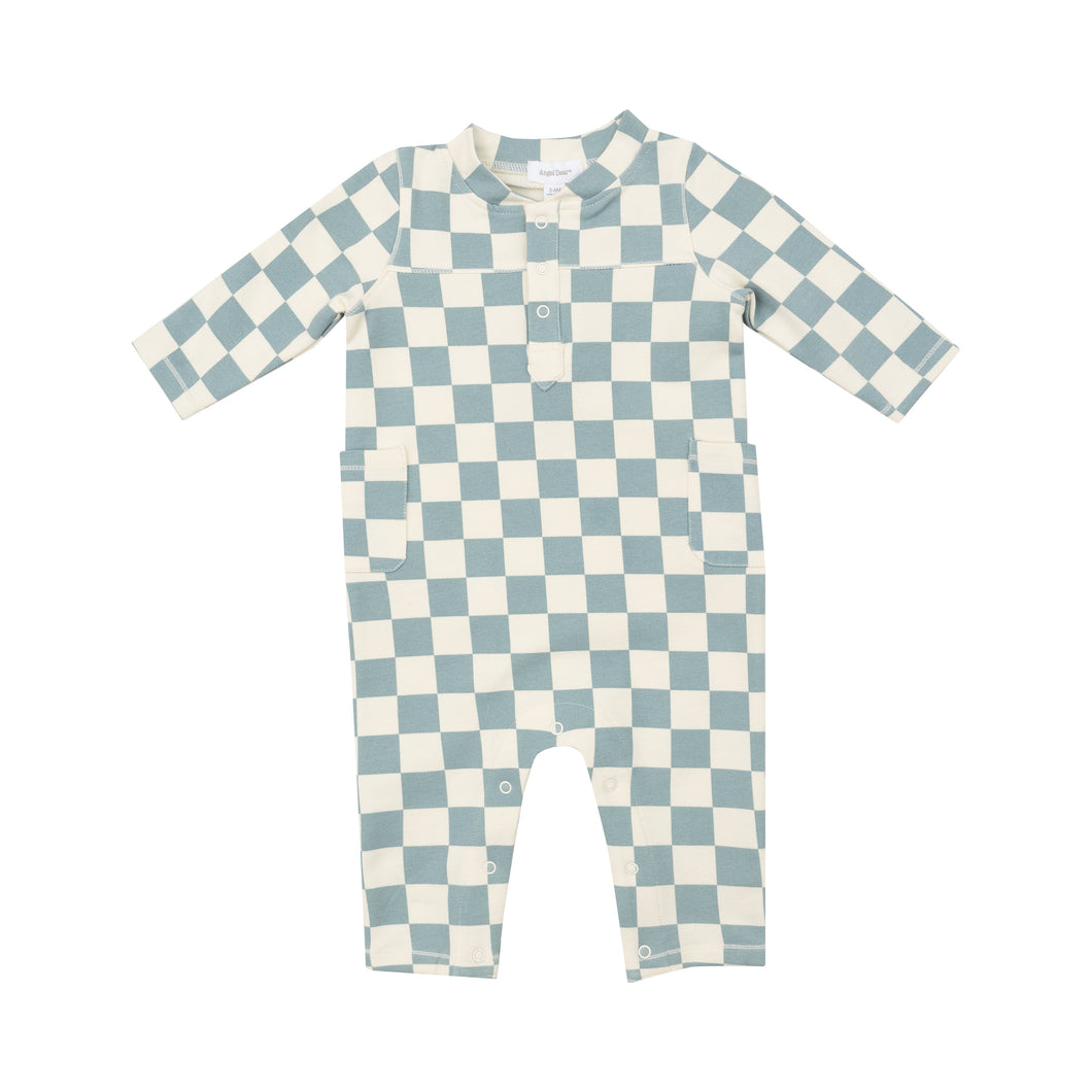 Checkerboard Gray Mist Romper