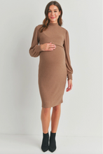 Load image into Gallery viewer, Mock Neck Ribbed Maternity Nursing Dress
