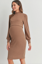 Load image into Gallery viewer, Mock Neck Ribbed Maternity Nursing Dress
