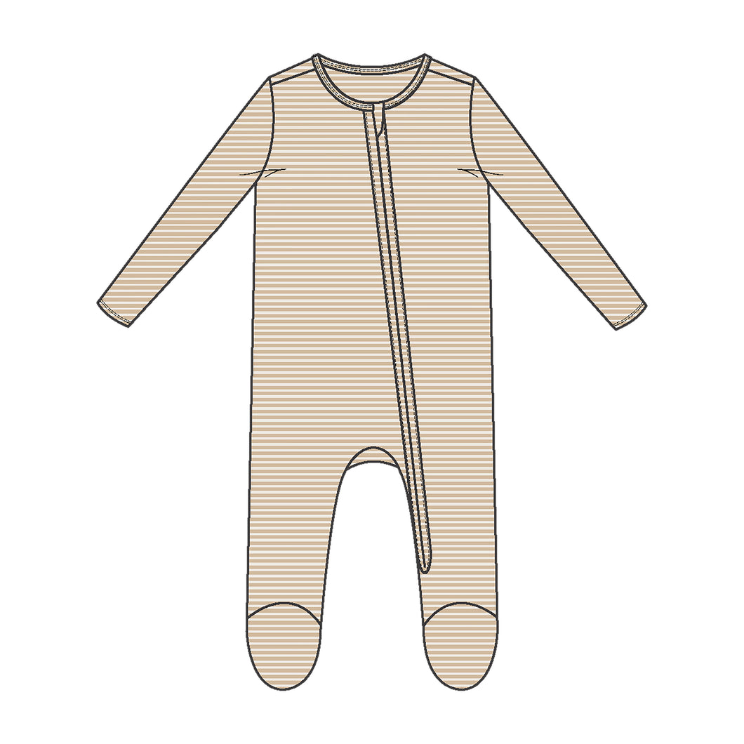 Beige Stripe Footie Sleeper