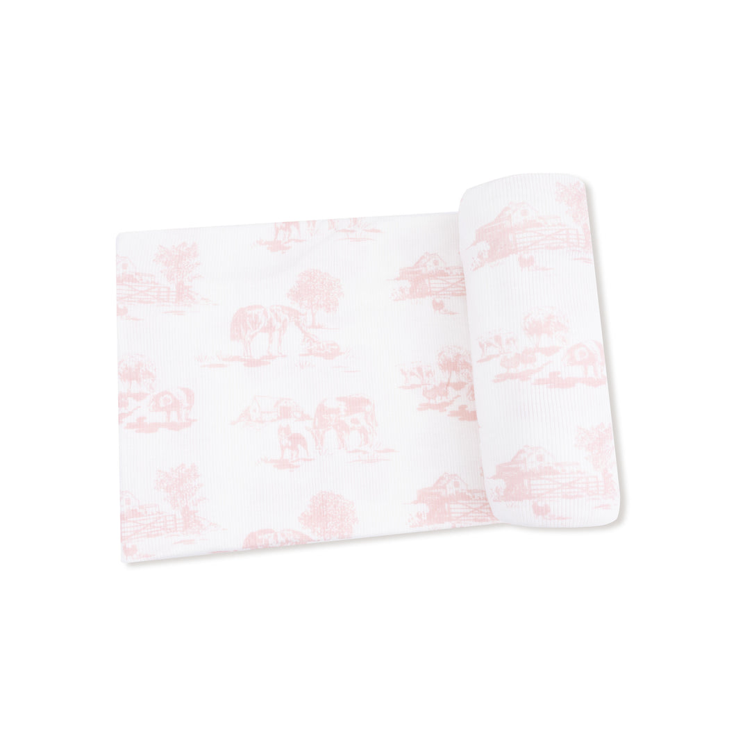 Pink Farm Toile Swaddle