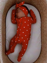 Load image into Gallery viewer, Little White Heart Footie Sleeper
