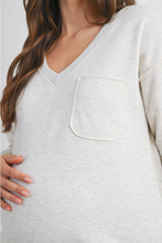 Load image into Gallery viewer, Terry V-Neck Maternity Pullover Top
