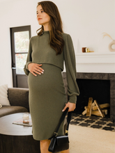 Load image into Gallery viewer, Mock Neck Ribbed Maternity Nursing Dress
